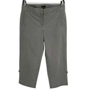 Eileen Fisher Organic Cotton Roll Tab Khaki Capri Pants Medium‎